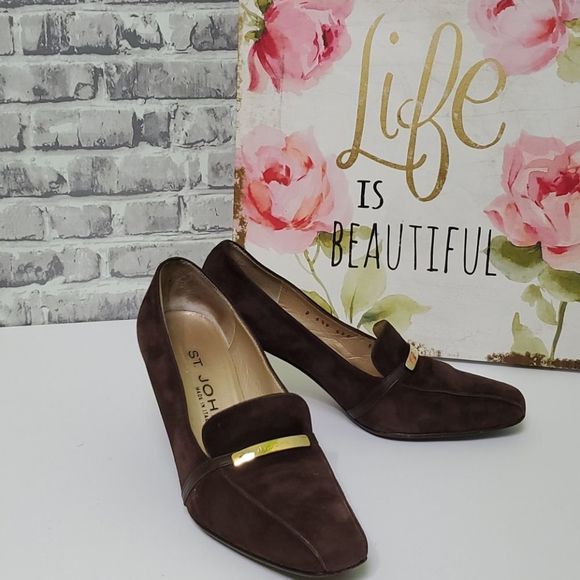 St. John Shoes St John Brown Suede Loafer Heels Poshmark